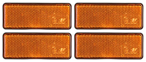 AUTOLIGHT 24 4X Reflektoren Katzenauge Seitenstrahler Anhänger Orange Reflektor selbstklebend zum Kleben mit E-Prüfzeichen rechteckig 94x32mm für Anhänger LKW PKW Trailer Wohnwagen