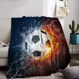 Kuscheldecke Jungen 150x200,Fußball Decke Kinder,Sport Themen Warme Kuscheldecke Sofadecken Flanelldecke Decken für Kinderbetten (D, 150x200cm)