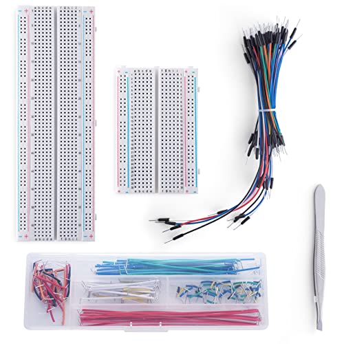 Breadboard jumper Wire Kabel steckplatine Arduino Set 1 Pcs 830 + 1 Pcs 400 Steckplatine +65Pcs Jumper Kabel Flexible +140 Pcs St¨¹ck Jumper Wires Set (2-125mm)+1Pcs Pinzette