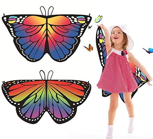 Schmetterlingsflügel Kinder Set Schmetterling Flügel Kostüm Schmetterling Mädche Schmetterling Cape Karneval Mädchen Umhang Fee Verkleidung Spielzeug Schmetterling Kostüm Set Halloween Fasching Party