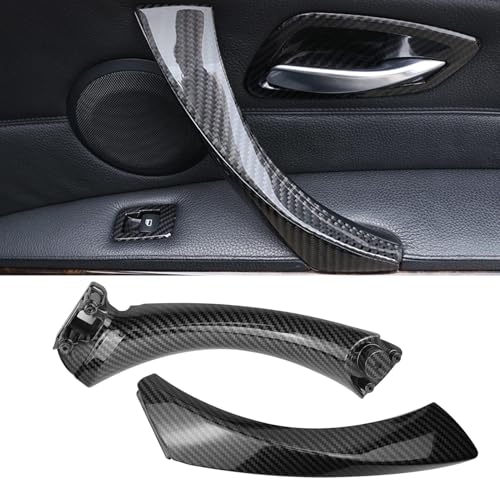 TTCR-II Kompatibel mit Türgriff bmw 3er E90 E91 E92 E93 Türgriff Innen Rechts,E90 Türgriff Innen Beifahrer,Griff und Griffverkleidung für 316 318 320 323 325 328 330 335 (2005-2011)-Kohlefaser Muster