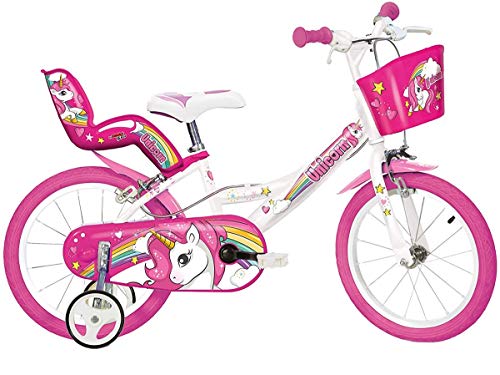 Dino Bikes 144R-UN, Einhorn, Fahrrad, Weiß/Rosa