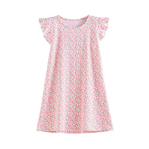 SAMGU Mädchen Nachthemd Rüschen Sleeve Kinder Nightdress Sommer Nachtkleid Rosa fur 3-8 Jahre Prinzessin Nachtwäsche