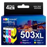 GPC IMAGE 503XL Multipack Kompatible für Epson 503 503XL 503 XL für Epson Workforce WF-2960DWF Patronen WF-2965DWF WF 2960 XP 5200 XP-5205 (4er-Pack, Schwarz Cyan Gelb Magenta)
