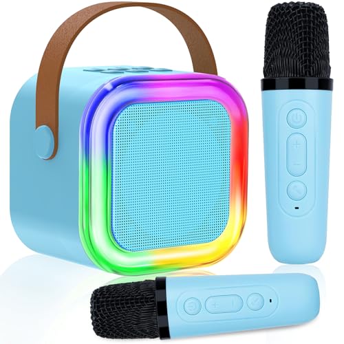 Karaoke Maschine Kinder mit 1 Mikrofon, Drahtloses Karaoke Mikrofon mit LED Tragbare Bluetooth Lautsprecher, Karaoke Spielzeug Geschenke für Mädchen und Jungen