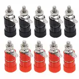 10pcs 4mm Bananenbuchse/Banana Socket schwarz rot Bindepfostenmutter Binding Post Nut Bananenstecker Jack Verbinder Connector Vernickelt/Bananen-Kupplung Bananen-Kupplung die Buchsen