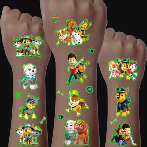 Leuchtende Tattoos für Kinder, 8 Blätter 180+Temporäre Tattoo Set, Tattoos zum Aufkleben, Kinder Geburtstag Party Geschenk Dekorationen, Adventskalender Kinder Geschenke