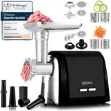 ZEEGMA Molen Chef Elektrischer Fleischwolf, 1900 W mit 3 Schleifplatten aus Edelstahl, 3 kg/min, Wurstfüller, Kubbe, Zerkleinern, Schneiden, REV-Funktion, Zubehör-Set, Spezialgeräte