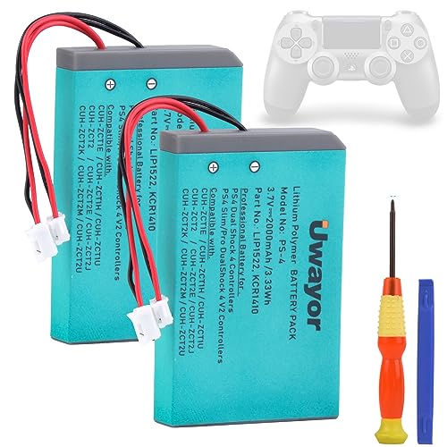 Uwayor PS4 Ersatz Akku PS4 Controller Akku 2X 2000mAh für Sony Playstation 4 und PS4pPro Controller mit Installationswerkzeug