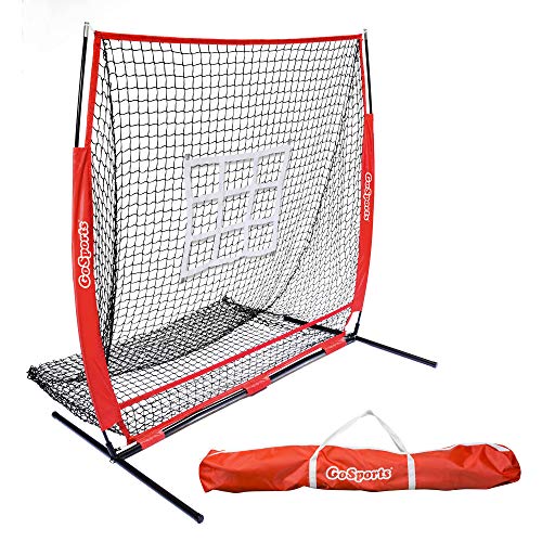 GoSports Unisex, Teenager Baseball Equipment Softball-Übungsnetz mit Bogenrahmen, Tragetasche und Bonus Strike Zone, 152 x 152 cm, Regulation
