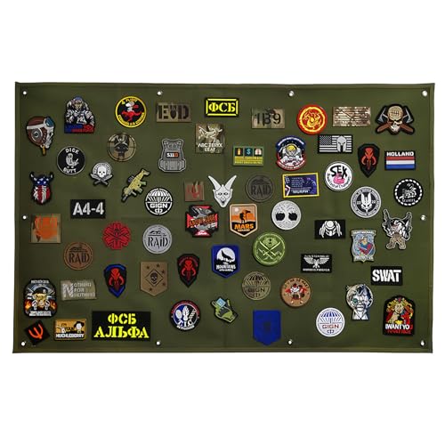 Natuce Taktische Militärische Patchhalter, Patch Halter Wand, Taktische Patch Display Tafel mit Ösen, Klettfläche Faltbar für Patches, Anzeigetafel Aufhängung für taktische Aufnäher, 108x70CM