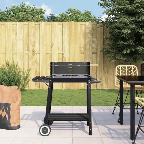 BOWEKAM Home & Garden Holzkohlegrill mit Rädern, schwarzer Stahl, Möbelauswahl