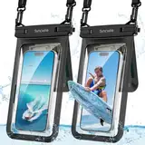 SYNCWIRE wasserdichte Handyhülle, 2er-Pack IPX8 Doppelter Unterwasser Handybeutel für iPhone 15 14 13 12 Pro Max XR XS X SE, Samsung S24 S23 S22 Ultra S21-Telefone unter 8,5 Zoll - Schwarz