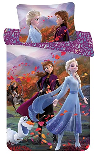 Disney Frozen 2 Baby Bettwäsche Set Baumwolle, Bettbezug 100x135 cm, Kissenbezug 40x60 cm