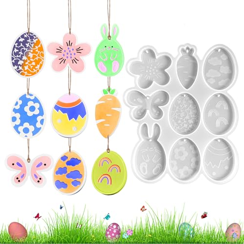9 Stück Silikonformen Gießformen Ostern,Silikonform Ostern Hase Silikon Gießform Ostern Silikonform Osterei Gipsformen zum Gießen Osternhase Epoxidharz Formen Giessformen Silikon Ostern für Handwerk