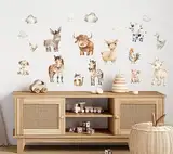 wolga-kreativ Wandtattoo für das Kinderzimmer, Wandsticker selbstklebend – Bauernhof-Tiere Set mit 19 Motiven, Pferd Kuh Esel Huhn
