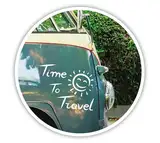 Time to Travel | Wohnmobile Wohnwagen Aufkleber | Wandtattoo | Für Camping Urlaub Autos & Mehr - Selbstklebend | Spruchaufkleber