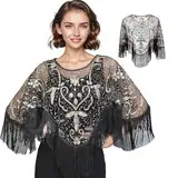 Lufdegim Damen Umschlagtücher Stola, 1920er Jahre Stola Schal Damen Pailletten Umschlagtücher Retro-Schal für Hochzeit Gatsby Party Abendkleid Kostüm Accessoires