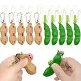 Fidget Toy Bohnen, 10 Stück Anti Stress Spielzeug Bohne Erdnuss, Squeeze Bean Schlüsselanhänger, Squishy Anhänger Erdnuss Erbsen, für Stressabbau, Klassenzimmer Prämien, Party Favor Quetsch Spielzeug