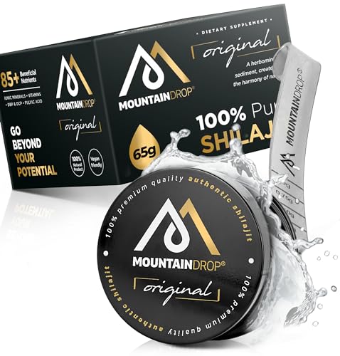 Mountaindrop Mumijo Shilajit Original 65g I traditionelle Nahrungsergänzung mit Fulvinsäure & Huminsäure aus dem Altai Gebirge I Ayurveda Supplement in Handarbeit geerntet & laborgeprüft