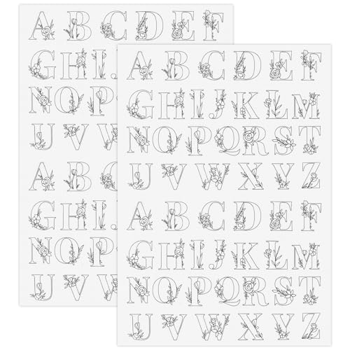 Wisebom 104 Stück Stickvorlagen, Wasserlösliche Stickvorlagen 26 Buchstaben Stabilisatoren Zum Handnähen für Anfänger Stickliebhaber, Abwaschbare Stabilisatoren Sticken für DIY Kleidung Rucksack Hüte