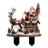 Weihnachtsmann Figur Weihnachtsdeko Garten, Acryl 2D Weihnachtsdeko Aussen Figuren, Gartenstecker Weihnachten Winterdeko, Deko Schlitten Weihnachten Für Landschaften, Blumentöpfe, Zäune