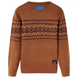 vidaXL Kinderpullover Gestrickt Pullover Kinder Strickpullover Langarm Pulli Cognac 140