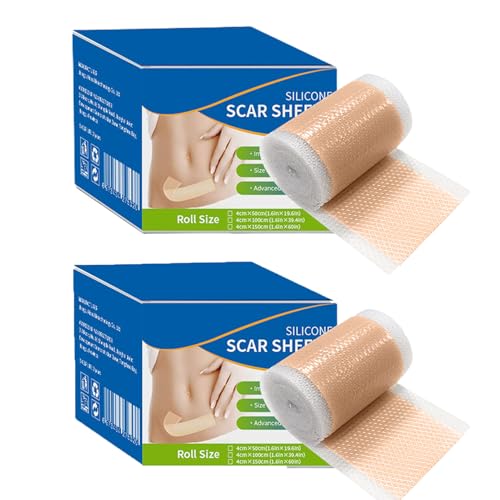 2 Roll Silikonpflaster Für Narben - 4 X 150 Cm Wiederverwendbare Silicone Scar Sheets Für C-Abschnitte, Operationen, Verbrennungen, Keloid, Akne Usw, Silikon-Narbenpflaster Für Das Gesicht