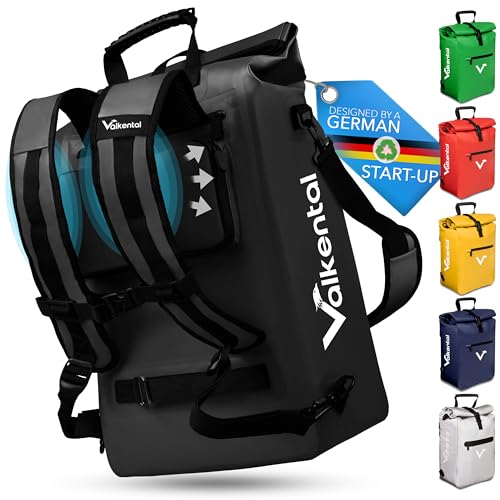 Valkental - 3in1 Fahrradtasche - NEUAUFLAGE 2024 - Geeignet als Gepäckträgertasche, Rucksack und Umhängetasche - Wasserdicht & Reflektierend - 23L - Schwarz