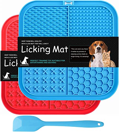 Leckmatte Hund, BPA-frei, 2er Pack Leckmatte für Hunde, Große Hunde leckmatte mit superstarker Saugkraft, mit 1 Silikonspatel, Hunde leckmatte für Hundebaden, Trainieren, Fellpflege & Klauenpflege