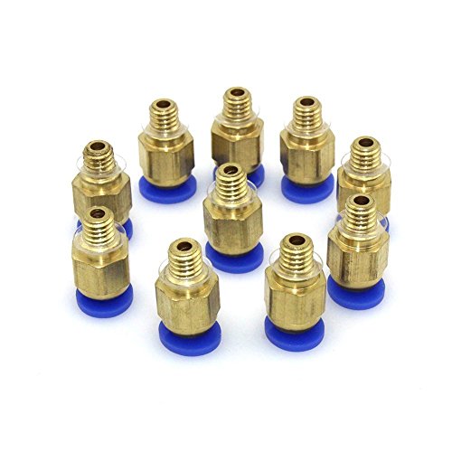 DollaTek 10 Pcs PC4-M6 Straight Fitting 4mm Gewinde M6-Anschluss für 3D-Drucker