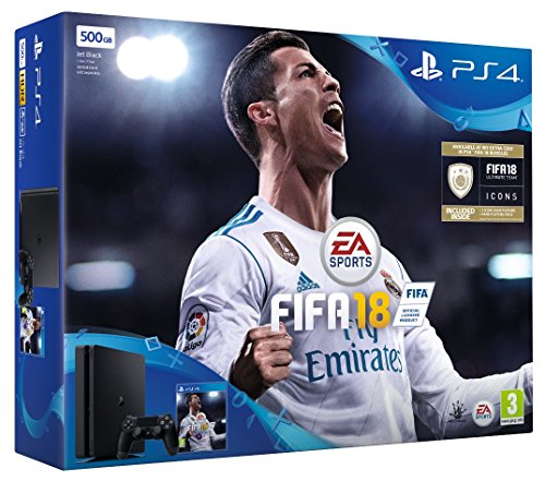 Sony PlayStation 4 500 GB Konsole - Schwarz - FIFA 18 Bundle mit FIFA 18 Ultimate Team Icons und Rare Player Pack