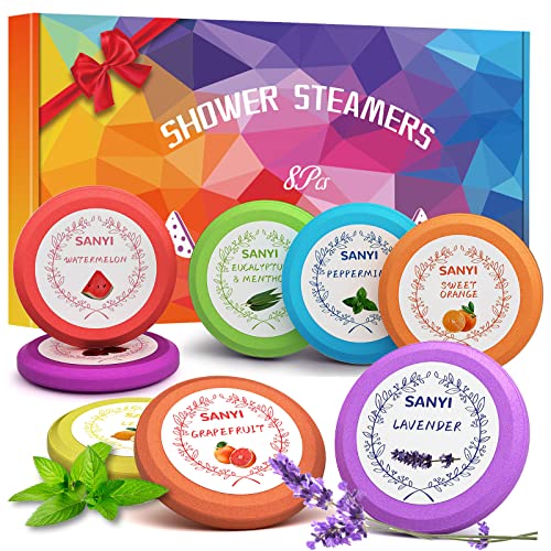 Linkax Shower Steamers Geschenke für Frauen, Badebomben 8 Stück 8 Düfte Badekugeln Badezusätze, Geburtstagsgeschenk für Frauen Mama Oma Freundin, Kleine Entspannung Dankeschön Geschenkset