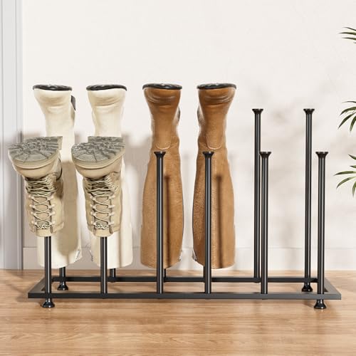 pickpiff Freistehender Kofferraum-Organizer für hohe Stiefel, schwarzes Metall, für Schlafsaal, Schrank, Eingangsbereich, Schlafzimmer, Terrasse, Outdoor, Flur, schwarz, Schuhaufbewahrung, passend für