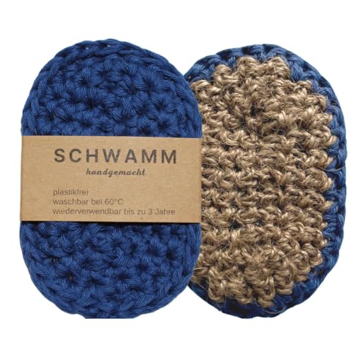 Bio Schwamm nachhaltig - handgemacht, biologisch abbaubar, gehäkelt, plastikfrei, Sisal, Baumwolle Bio, Spülschwamm, Putzschwamm, Naturschwamm