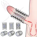 Penismanschetten, 6er Pack Penis Sleeve Fallinsexy Transparente Wiederverwendbare Penishülle für Penisvergrößerung Sexspielzeug für Männer, Penis Sleeve Erbessern Ausdauer &Sensibilität (schwarz grau)