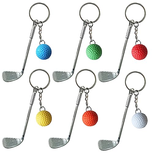 Fayemint 6 Stück Golf Schlüsselanhänger, Golfschläger Schlüsselring, Sport Schlüsselanhänger, für Schlüssel, Autos, Handtaschen, Rucksäcke