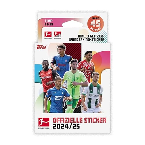 Topps Bundesliga Stickers 24/25 - Eco Pack - enthält 45 Sticker inklusive 3 Holo Wunderkid Sticker!