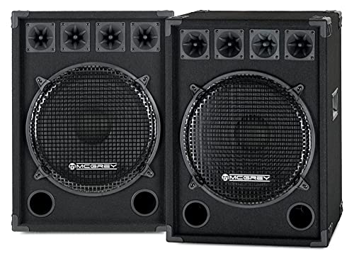 Paar McGrey DJ-1522 DJ PA Lautsprecher Box 38cm (15“) Subwoofer 1600W (Passiv, 2-Wege System, Holzgehäuse, 35mm Flansch)