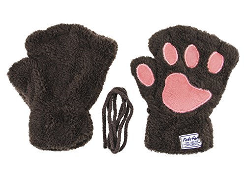 FakeFace Home Damen Mädchen Handschuhe Flauschige Fingerlose Fäustlinge Winterhandschuhe Niedlichen Katzen Bären Katzen Fuchs warme Winter halbe Fingerhandschuhe