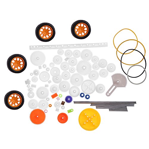 Akozon Zahnräder Set 78pcs Plastik Getriebe Zahnrad Set Riemenscheiben Wurm Zahnstangen Ausrüstungs Gang Gesetztes Wellen Gurt Gears Toy für Flugzeug Auto l DIY Installationssatz