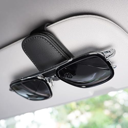 Frogetu Auto Brillenhalter,Auto Sonnenbrillenhalter Magnetisch Leder,Brillenhalterung Auto Universal, AutoZubehör Innenraum,Brillenhalter für Auto Sonnenblende,Brillenclip Sonnenblende Halterung Auto