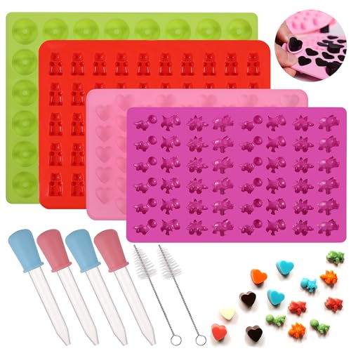 Kssvzz 4 Stück Backmatte Hundekekse, Silikon Backmatten für Hundeleckerlies mit 4 Pipetten & 2 Reinigungsbürste, Hundekekse Backform für DIY Kekse, Schokolade, Süßigkeiten, Eiswürfel, BPA-Frei