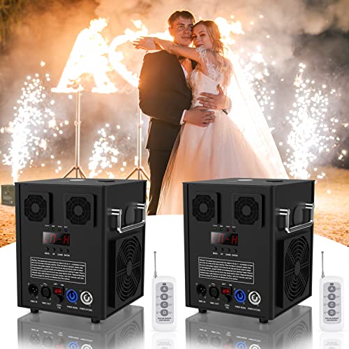 Pyrotechnikmaschinen, 2pcs 530W DMX Bühneneffekt Funke Feuerwerk Maschine mit Fernbedienung, 3-16.5FT Cold Spark Spezialeffekt Maschine ist geeignet für DJ, Hochzeit, Halloween, Weihnachten, Party