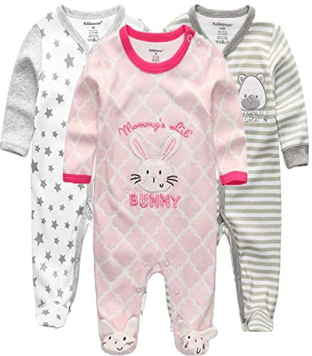 Kiddiezoom Baby-Jungen Mädchen Schlafstrampler, 3er Pack