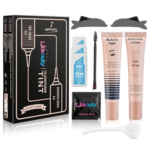 Wimpernfarbe Schwarz, 8ml Wimpernfarbe, Augenbrauenfarbe Schwarz, Wimpern Färben Set Mit Wiederverwendbaren Silikon-Augenklappen | für Den Heim/Salongebrauch