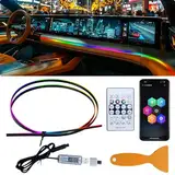 CEWROM LED Innenbeleuchtung Auto, Umgebungslicht USB, RGB Ambientebeleuchtung Auto Strip 110cm App Steuerbare Innenbeleuchtung,Mehrfarbige Ambientebeleuchtung Auto LED Streifen, Glühendes Neonlicht