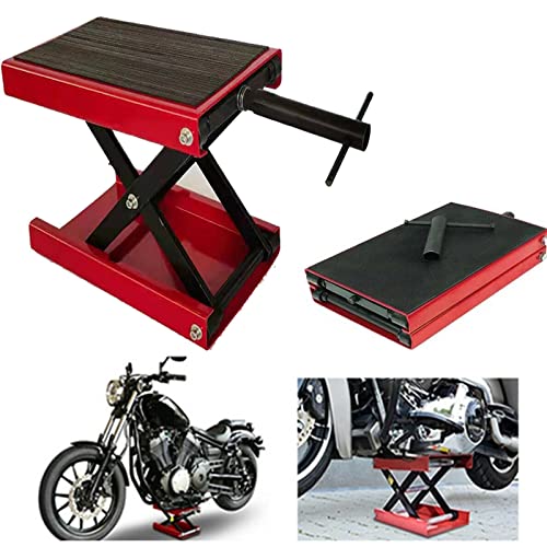 AAKSUS Motorradheber 1100lb/500kg, Scherenhebebühne mit Rutschfester Gummioberfläche, Motorrad-Mittelscherenhebebühne, Motorrad-Scherenständer für Motorräder zu Hause im Freien, Rot + Schwarz