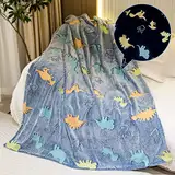 RAINBEAN Kuscheldecken für Kinder (127x152cm), Weich Flauschig Leuchtend Kinderdecke, Leuchtet im Dunke Decke, Fleecedecke Wohndecke für Jungen und Mädchen-Dinosaurier