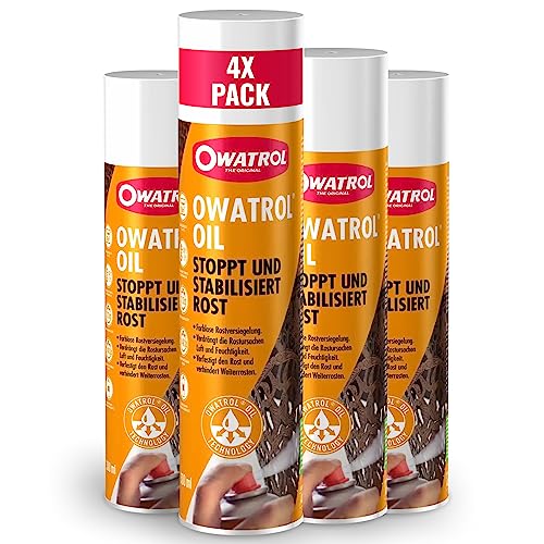 OWATROL® Rostschutz Spray 4 x [ 300ml ] - Für Metalle, Kunststoff, Glas, Holz, Farben & Lacke - Grundierung Spray Autolack - Rostumwandler Spray Auto - Korrosionsschutz Haftgrund Spray